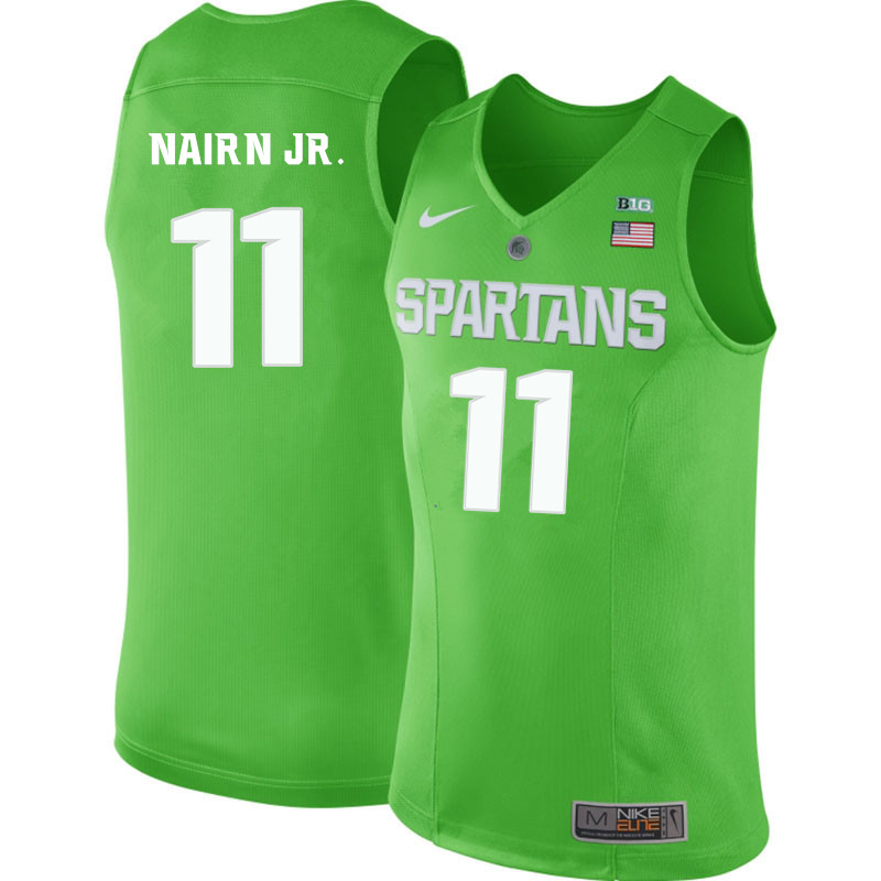 Men #11 Lourawls Nairn Jr. Michigan State Spartans College Basketball Jerseys-Apple Green